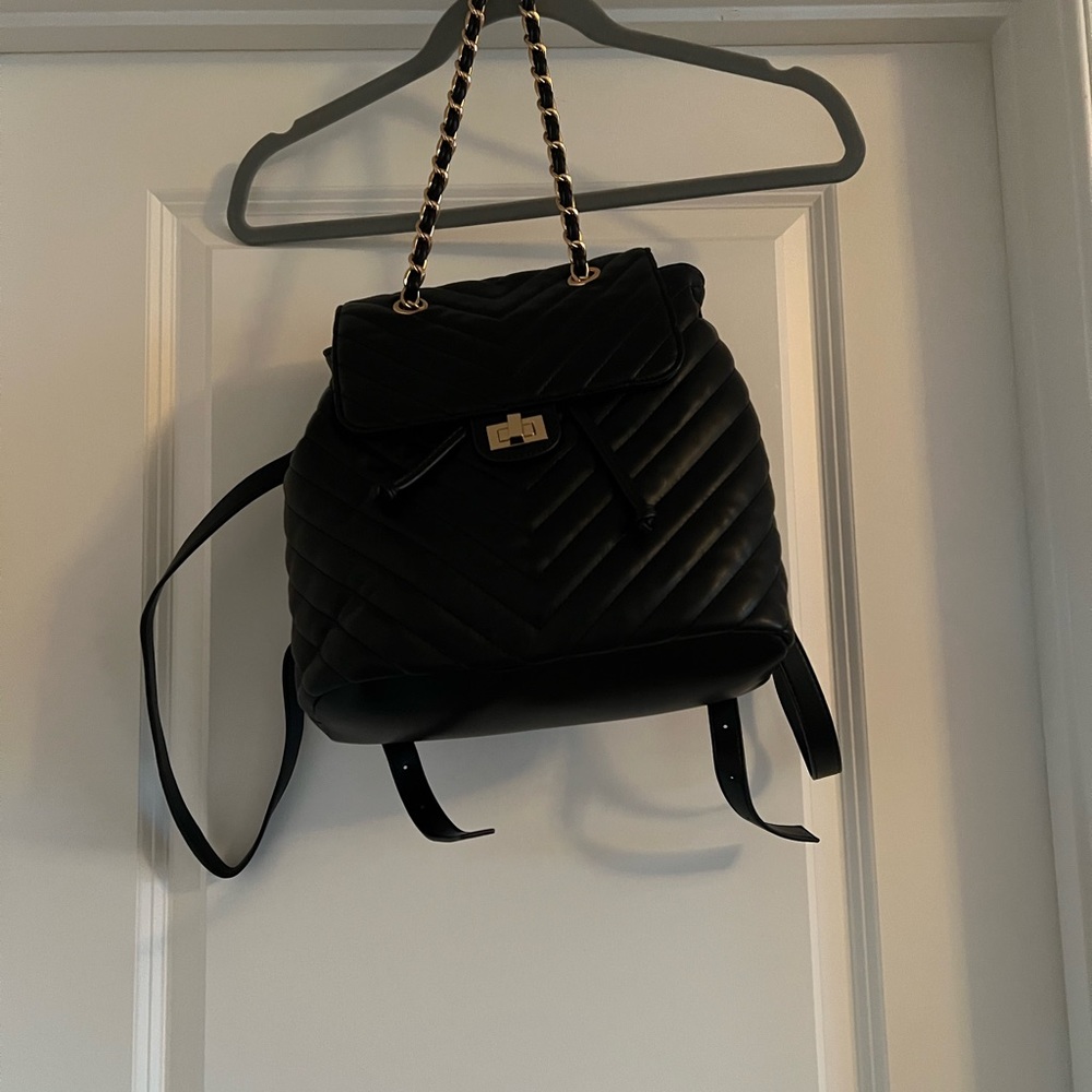 Faux leather quilted backpack